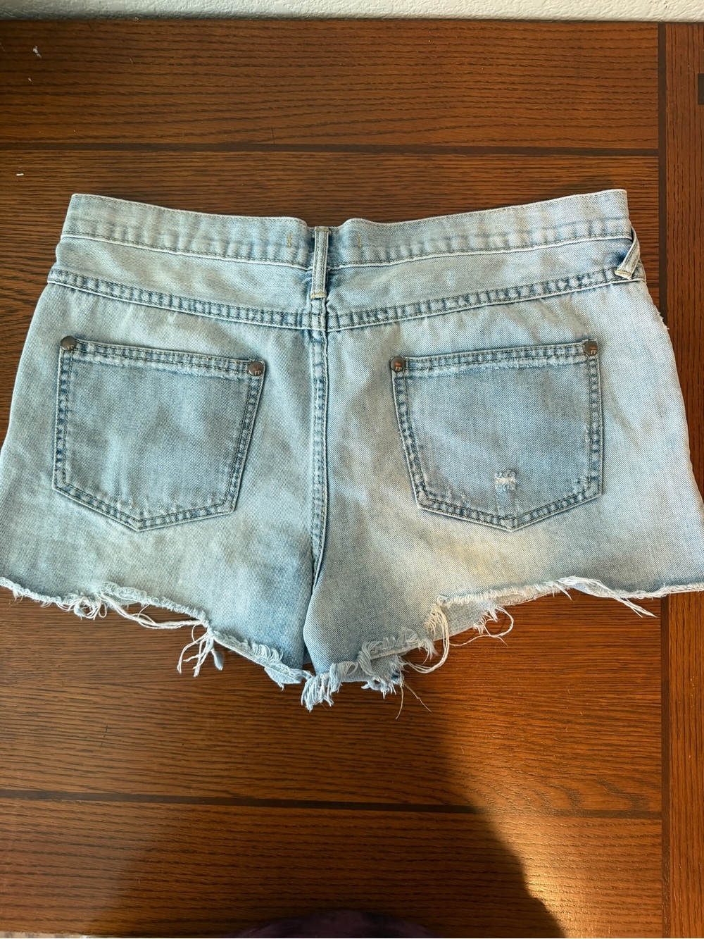 Free People Light Blue Distressed Denim Cutoff Shorts - Picture 4 of 4